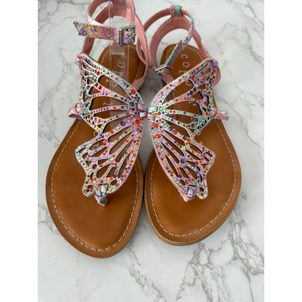 Copper Key Butterfly Flat Sandals Sz 8M Hippie Festival Boho Strappy